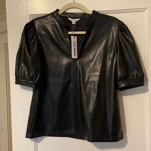 Steve Madden Faux Leather Top M